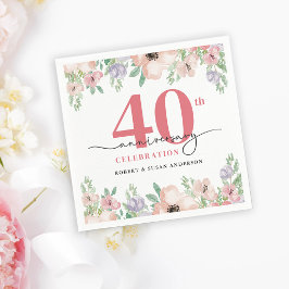 Elegant blomster 40-års bröllopsdag pappersservett