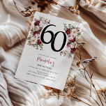 Elegant blomster 60-årsdag inbjudningar<br><div class="desc">Upplev en blomning av elegans med vår nya serie födelsedagsinbjudningar för vuxna! Med en modern inbjudningsmall,  eteriska akvarellblommor i saftiga röda och pastellrosa nyanser,  kompletterade med livlig grön lövverk.</div>