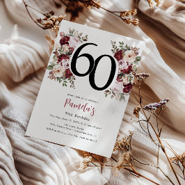 Elegant blomster 60-årsdag inbjudningar