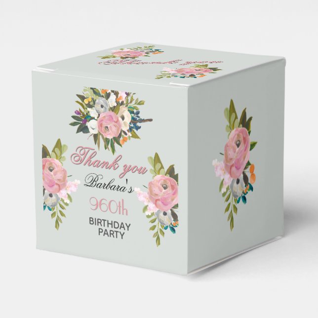 Elegant blomster 90-årsdag  presentaskar (Framsidan Sidan)