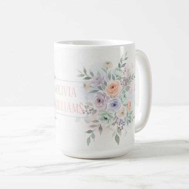 Elegant Blomster Akvarell  Kaffemugg (Framsida höger)