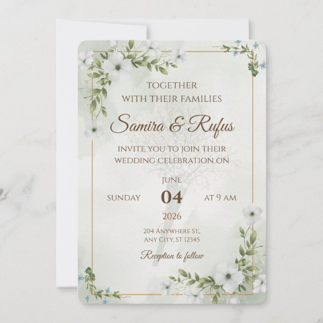 Elegant blomster - Anpassningsbar rustic boho Inbjudningar (Framsida)