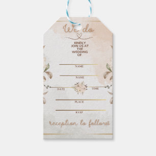 Elegant blomster beige akvarell minimal guld ram presentetikett