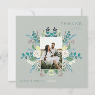 Elegant blomster boho fototackkort inbjudningar