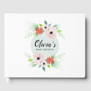 Elegant blomster botaniska blommor baby shower gästböcker