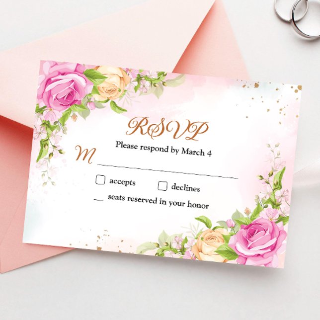 Elegant blomster Chic bröllop RSVP-svarskort OSA Kort (Skapare uppladdad)