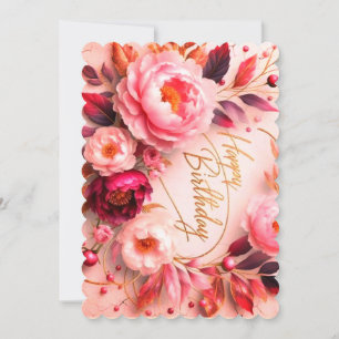 Elegant blomster födelsedagsgratulationskort Ros Inbjudningar