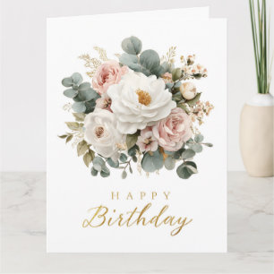 Elegant blomster "Grattis på födelsedagen" Kort