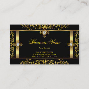Elegant blomster- guld svart visitkort