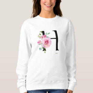 Elegant blomster H monogram rosa ros tröja