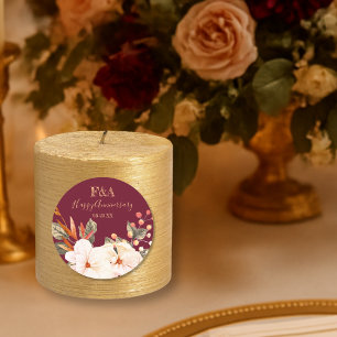 Elegant blomster-jubileumsklistermärke runt klistermärke
