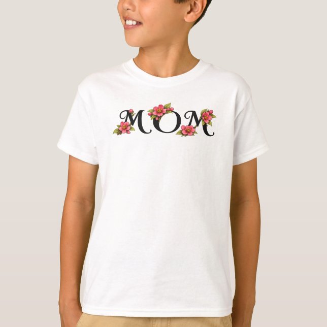 Elegant blomster-"MAMMA"-typografidesign T Shirt (Framsida)