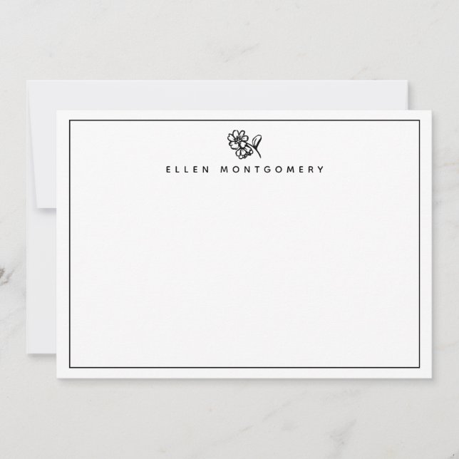 Elegant blomster minimalist kant tack kort (Framsida)