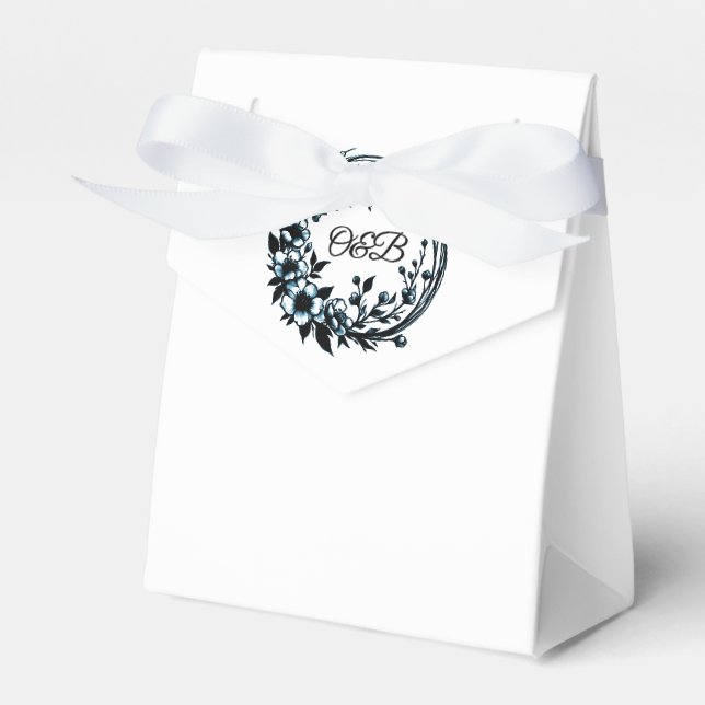 Elegant blomster monogram bröllopsgåva ask presentaskar (Framsidan Sidan)