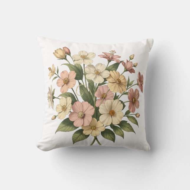 Elegant blomster monogram bukett design kudde (Framsida)
