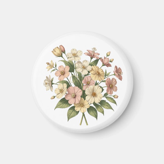 Elegant blomster monogram bukett design magnet (Framsidan)