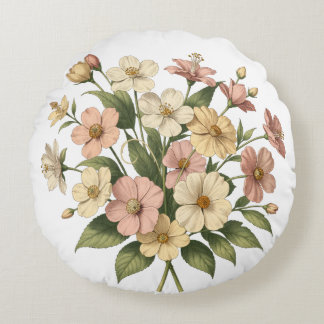 Elegant blomster monogram bukett design rund kudde