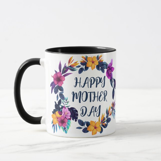 Elegant blomster- Mors dagskopp med eget namn Mugg (Vänster)