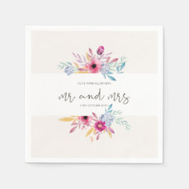Elegant blomster Mr & Mrs bröllop | Pappersservett