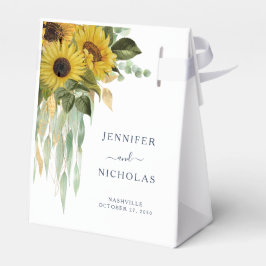 Elegant blomster- navy solrosbröllop presentaskar