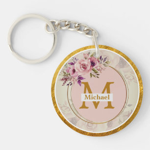 Elegant blomster- och guldmonogram Namn & initia