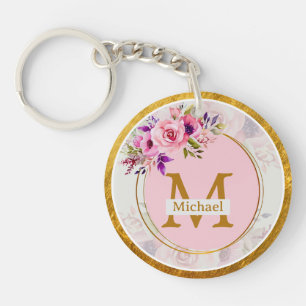 Elegant blomster- och guldmonogram Namn & initia
