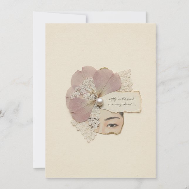 Elegant blomster- och Ukiyoe-kollage Inbjudningar (Framsida)