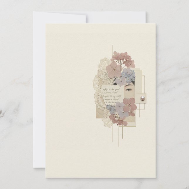 Elegant blomster- och Ukiyoe-kollage Inbjudningar (Framsida)