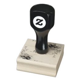 Elegant blomster ram monogram bröllop  gummistämpe stämpel