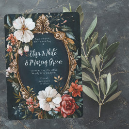 Elegant blomster ram vintage bröllop förlovning SK Spara Datumet