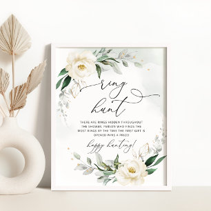Elegant blomster ring jakt bröllop lek poster
