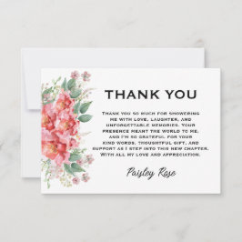 Elegant blomster rosa bröllopsfest tack kort