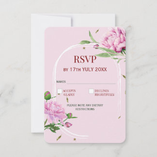 Elegant blomster-RSVP-kort i mjuk rosa till bröllo OSA Kort