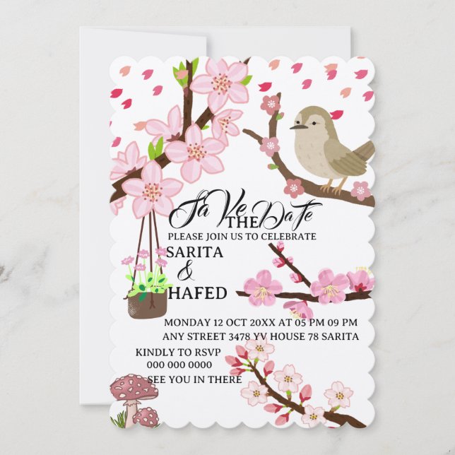Elegant blomster save the date-mall, vild blomster spara datumet (Framsida)