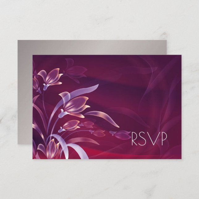 Elegant blomster | Silver Design RSVP-kort OSA Kort (Fram/baksida)