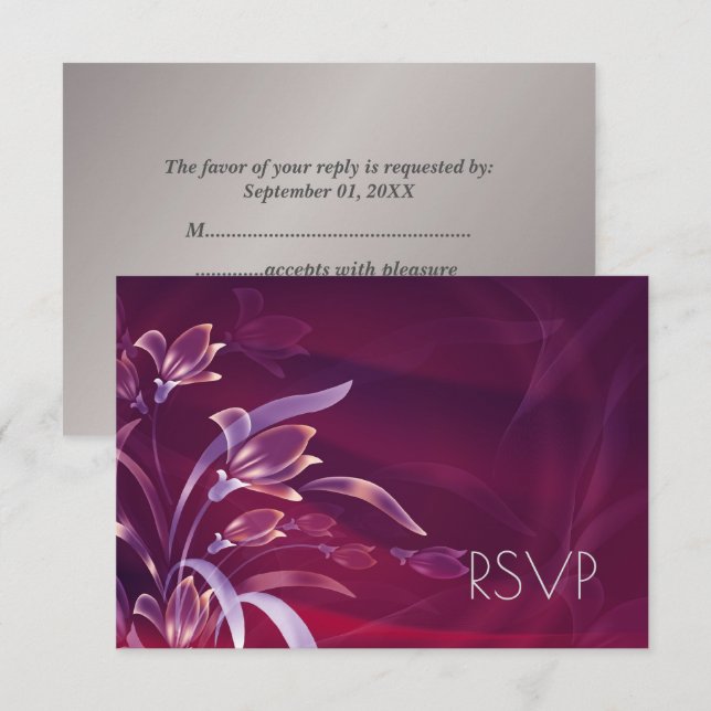 Elegant blomster | Silverdesign RSVP-kort OSA Kort (Fram/baksida)