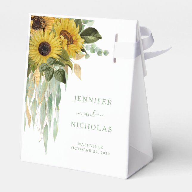 Elegant blomster solros bröllop presentaskar (Baksidan Sidan)