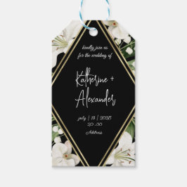 Elegant blomster svart och vit akvarell  presentetikett