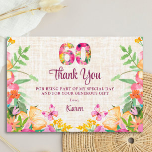 Elegant blomster tack 60-årsdag kort