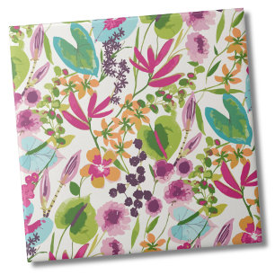 Elegant blomster tropisk mönster kakelplatta