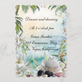 Elegant blomster tropisk strand bröllopsmottagning inbjudningar
