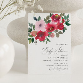 Elegant blomster Valentine-baby shower Inbjudningar