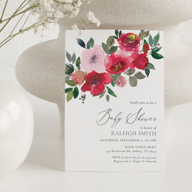 Elegant blomster Valentine-baby shower Inbjudningar (Skapare uppladdad)