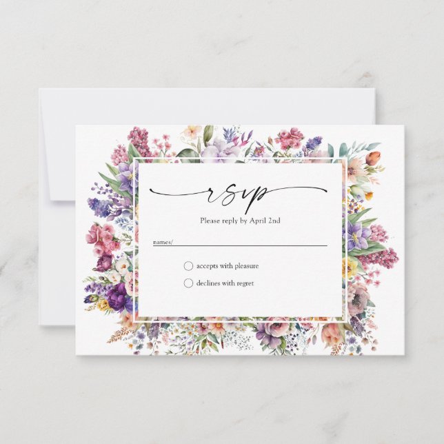 Elegant blomster vår trädgård RSVP-kort OSA Kort (Framsida)