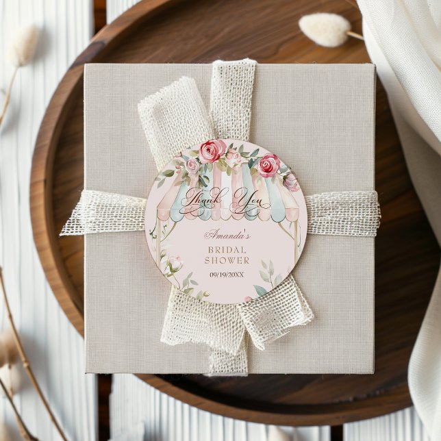 Elegant blomster vattenfärg bröllopsdusch runt klistermärke (Skapare uppladdad)