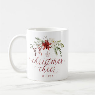 Elegant blomster vattenfärg grönska jul kaffemugg