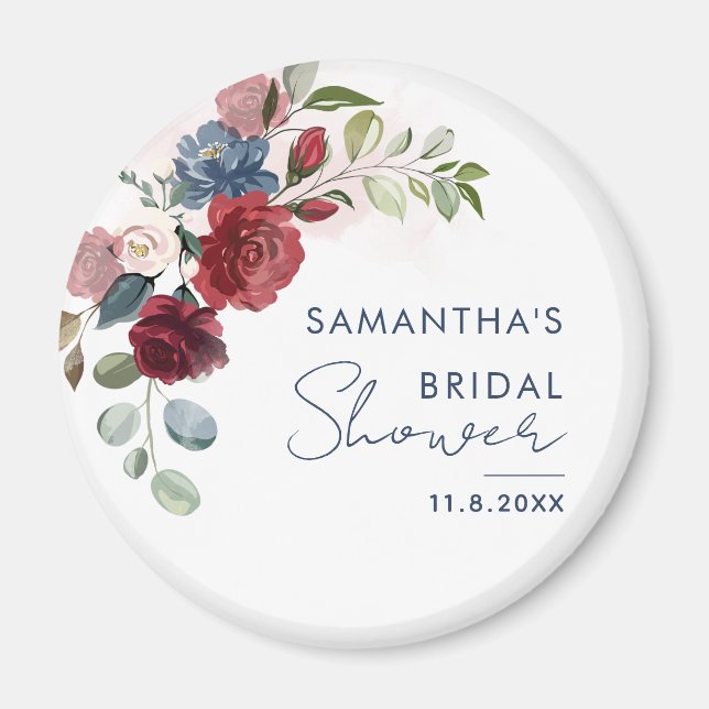 Elegant blomster vattenfärg skript bröllopsdusch magnet (Framsidan)