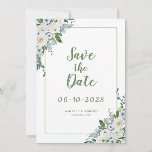 Elegant Blomster Växt Färgrik Bröllop Grön Spara Datumet