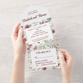 Elegant blomster vintage allt-i-allt-inbjudan