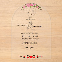 Elegant blomsterakrylbröllopsinbjudan med monogram